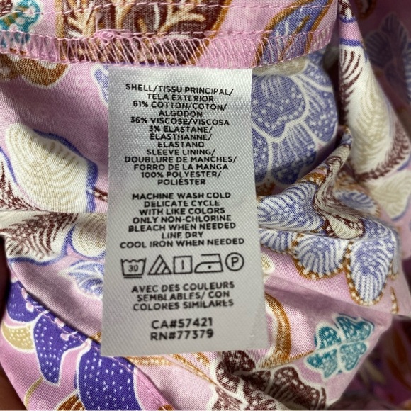 Ann Taylor Batik Floral Paisley Mock Puff Sleeve Blouse Sz L NWT - Picture 8 of 9